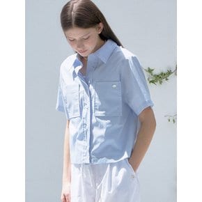 S Semi Crop Pocket Shirt_Sky