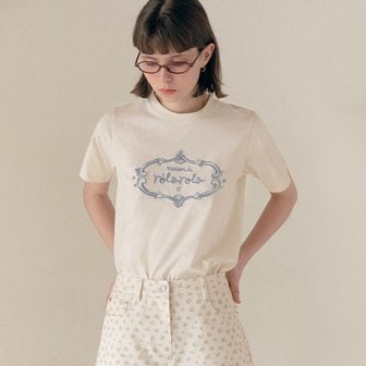 로라로라 VINTAGE LOGO HALF T-SHIRT CREAM