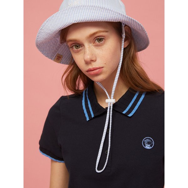 BLUE SEERSUCKER BUCKET HAT