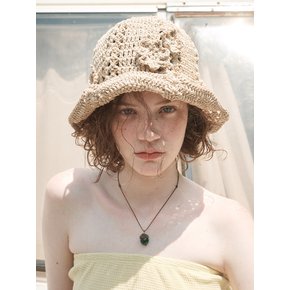 HANDMADE CROCHET BUCKET HAT, BEIGE