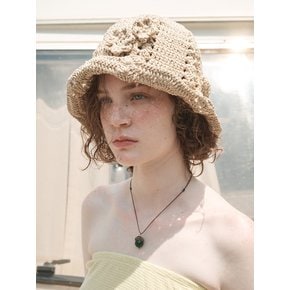 HANDMADE CROCHET BUCKET HAT, BEIGE