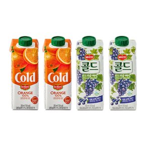 델몬트 콜드 100% 오렌지 포도 2가지맛 각 2개씩 250ml x 4팩