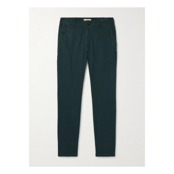 스트레이트 헤링본 코튼 팬츠 블루