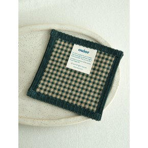 square tea coaster - corduroy green check