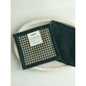 square tea coaster - corduroy green check