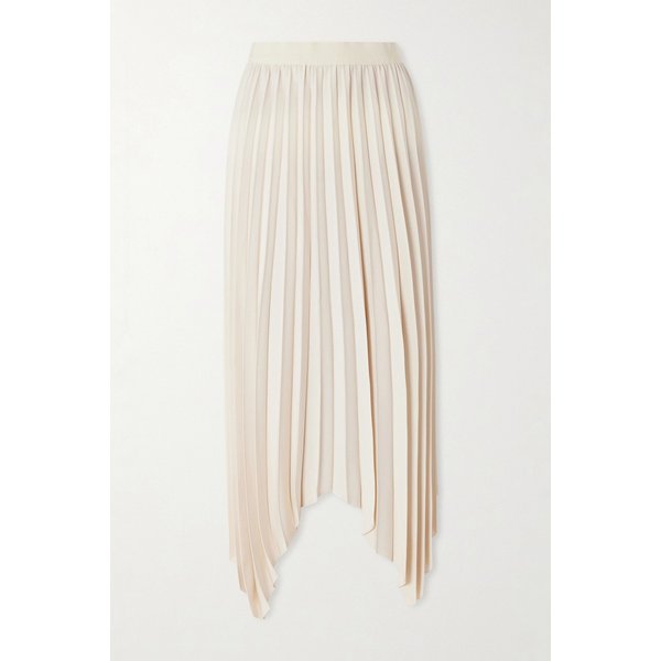 펠릭시아 어시메트릭 플리츠 새틴 크레이프 미디 스커트 46376663162989653