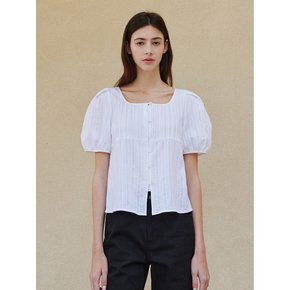 Tuck detail puff blouse_WHITE