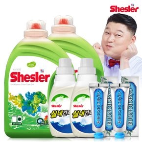 강호동의 쉬슬러 액상 세제 유칼립투스 3.05L 2개+실내건조전용 650ml 2개+치석케어 치약 100g 2개.