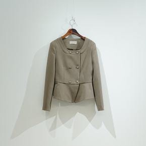 / 여성 정장 자켓 노카라 라운드넥 페플럼 재킷