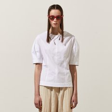 Cotton Dart Short-Sleeved Top_WHITE