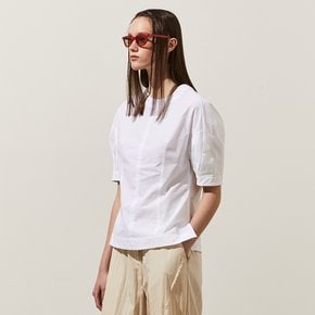 Cotton Dart Short-Sleeved Top_WHITE