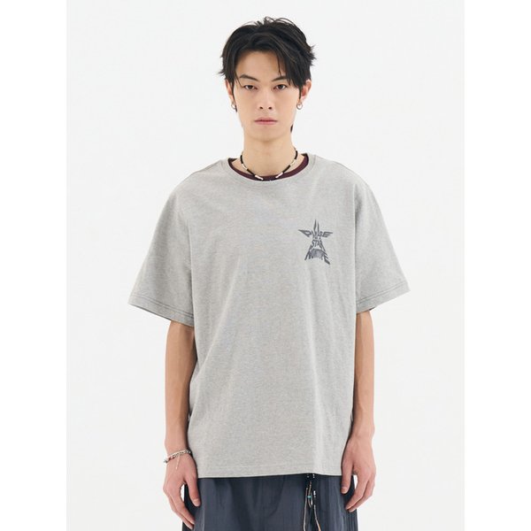 SEMI OVERFIT STAR GRAPHIC T-SHIRT (MELANGE GREY)