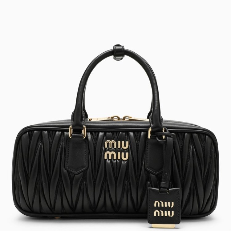 大人気★miumiu★Black nappa bowling bag ハンドバッグ 大人気☆miumiu☆Black nappa bowling bag ハンドバッグ (MiuMiu