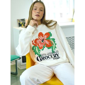 POPPY GROCERY SWEAT SHIRTS/WHITE