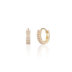14k 더블 파베 라인 원터치 링 귀걸이 (14k골드) LFE40