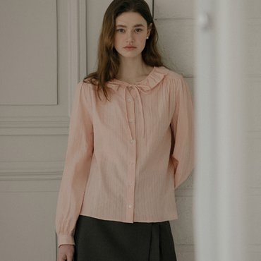 틸아이다이 Sweet ribbon round cotton blouse_Pink