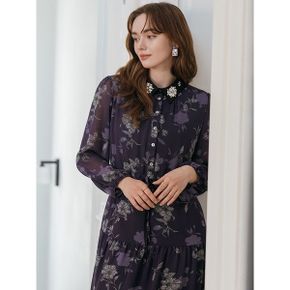 앤틱 플로럴 쉬폰 티어드 원피스 + 쥬얼리카라_P418267597