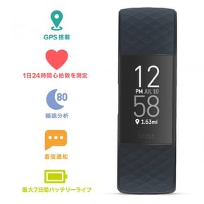 Fitbit Charge4 GPS 탑재 피트니스 트래커 Storm BlueBlack LS사이즈 [일본 정규품] FB417BKNV