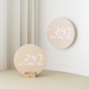 (시크릿상품) LED 시계 우드문 무선 벽시계