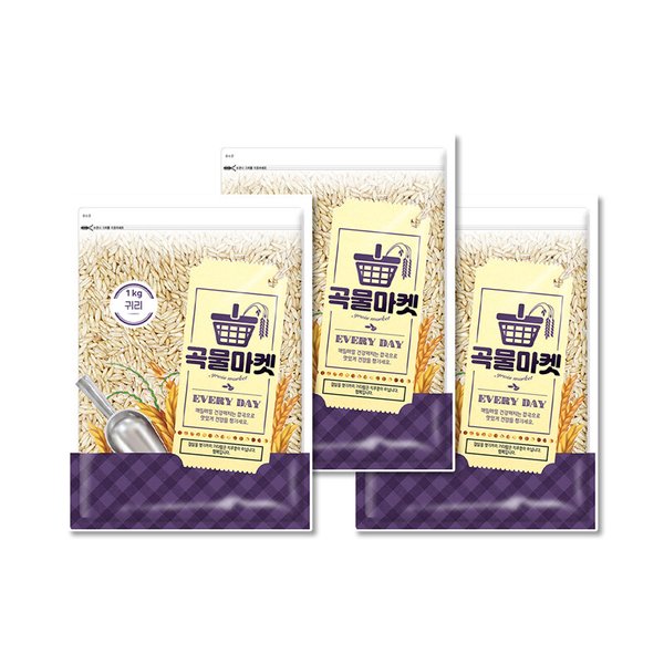 [더프레시] 곡물마켓 귀리 1kg x 3