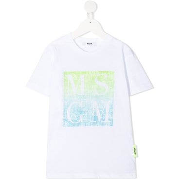 MSGM 21SS 키즈 시그니처 로고 프린트 티셔츠 MS027586 001