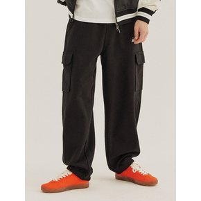 OCEAN Y2K RIB POINT CARGO SWEAT PANTS [BLACK]