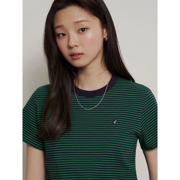 [B. my] 스트라이프 베이직 반소매 티셔츠  네이비 (BF6242N22R)