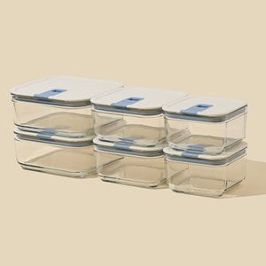 네오플램 퍼펙트씰M 유리 밀폐용기 진공 반찬통 냉동밥보관 냉장고 정리 용기 정사각 6종