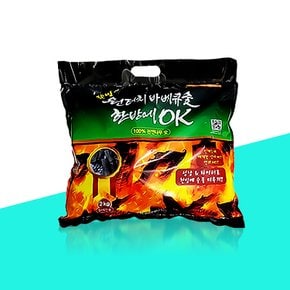 2kg 한방에OK숯 3초 점화 5~6인용  캠핑숯 참숯 구이용 화로숯 착화탄 맹그로브 한방에참숯 캠핑