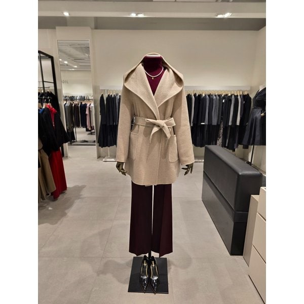 [파주점] 캐시미어 후드 칼라 패턴 코트 JPAA0CTH29