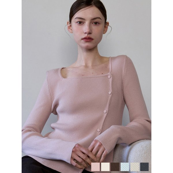 오블리크 버튼 가디건 (6컬러)  amr1775