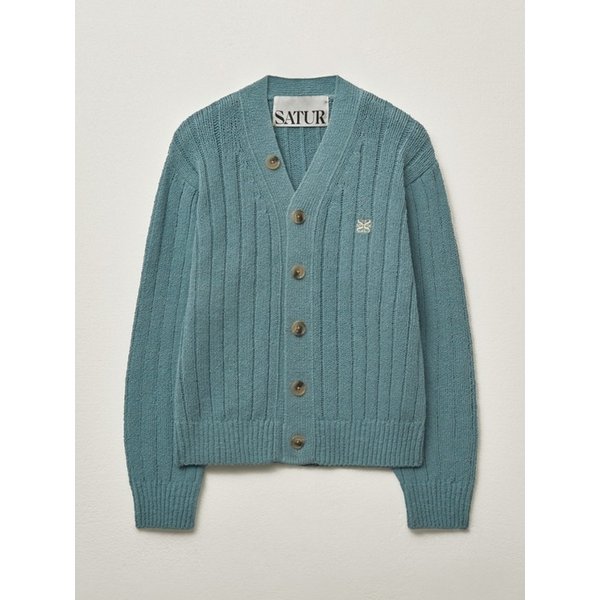 파로 오버 사이즈 부클 가디건_포그 블루