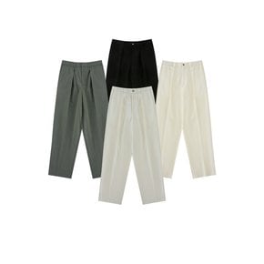 [Easy line] Gaberdine cotton 1Pleats banding chino (Olive)