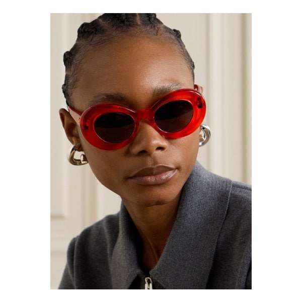 오버사이즈 라운드 프레임 아세테이트 선글라스 레드 1647597349770283