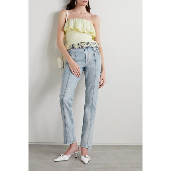 라오라 미드 라이즈 슬림 진 라이트 블루