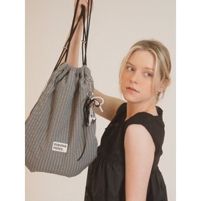 Gym sack string bag _ plaid check gray