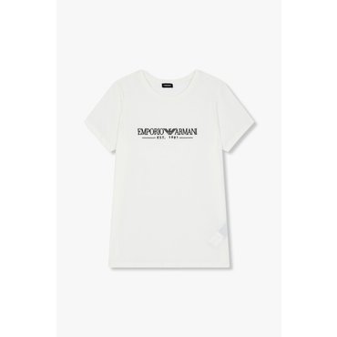 EMPORIO ARMANI 여성 엠브로이더리 로고 라운지 티셔츠 (0825134502)