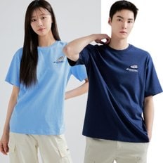 [24S/S] 디스커버리 DXRS5C043 바시티 등판 그래픽 티셔츠 반팔 남여 커플 티셔츠