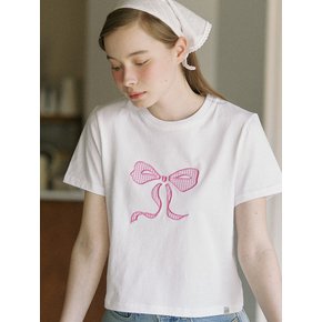 Satin Ribbon T-shirt - Pink Check