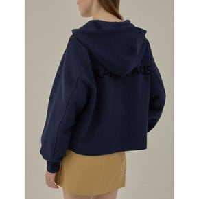 Paris string loose-fit hood zip-up_Navy