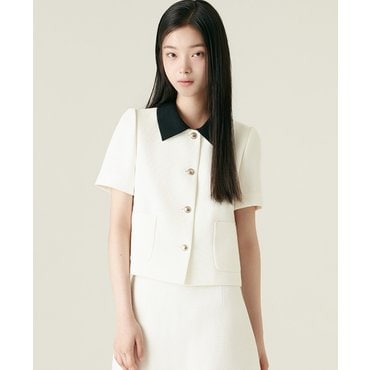 로엠 배색카라 트위드 자켓_RMJKF37S51
