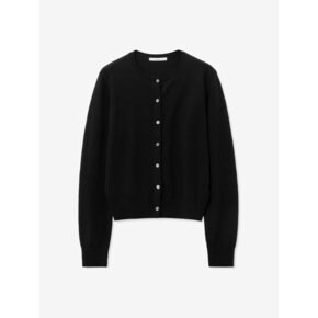 WOOL ROUND KNIT CADIGAN_BLACK