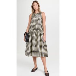 4955307 GANNI Shiny Check Jacquard Midi Dress