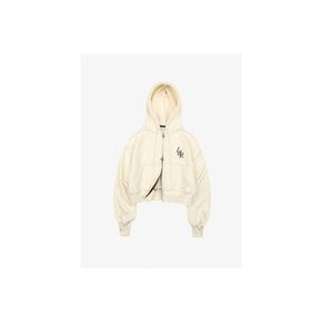 [단독]Lossy Big Logo Crop Hood Zip-up Cream