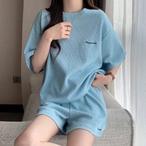 데일리 여성 3컬러 와플코튼 반팔 셋업 LK-SS22