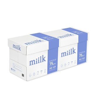 miilk 밀크 A4 복사지 A4용지 인쇄 복사용지 75g 5000매(2500매x2박스) SAMU(S)