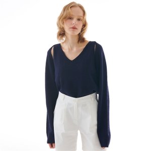 카미노 LINEN BOLERO KNIT CARDIGAN NAVY