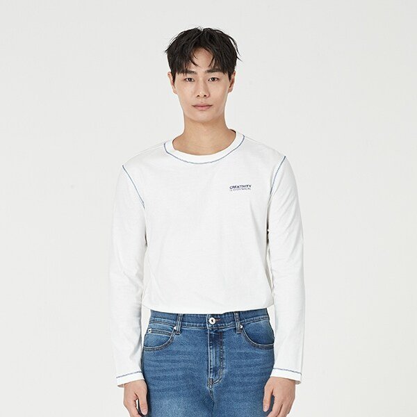 남성) 스티치 포인트 20수 싱글 티셔츠 DO1WTS203-BL