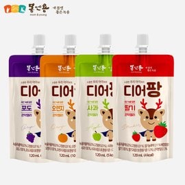 몸엔용 디어팡 녹용곤약젤리 120ml x 10개입 4종(오렌지,포도,딸기,사과) 워터젤리