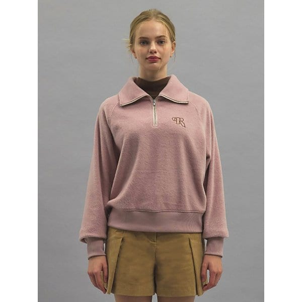 Fleece Half Zip-up-Milktea